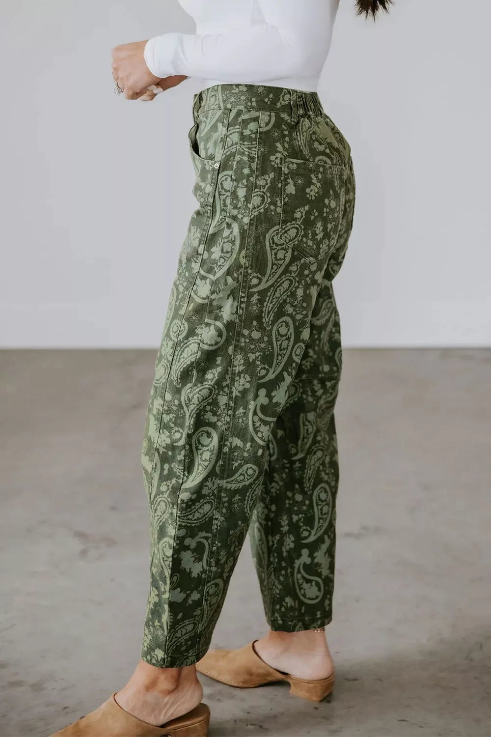 Paisley Print Harem Denim Pants