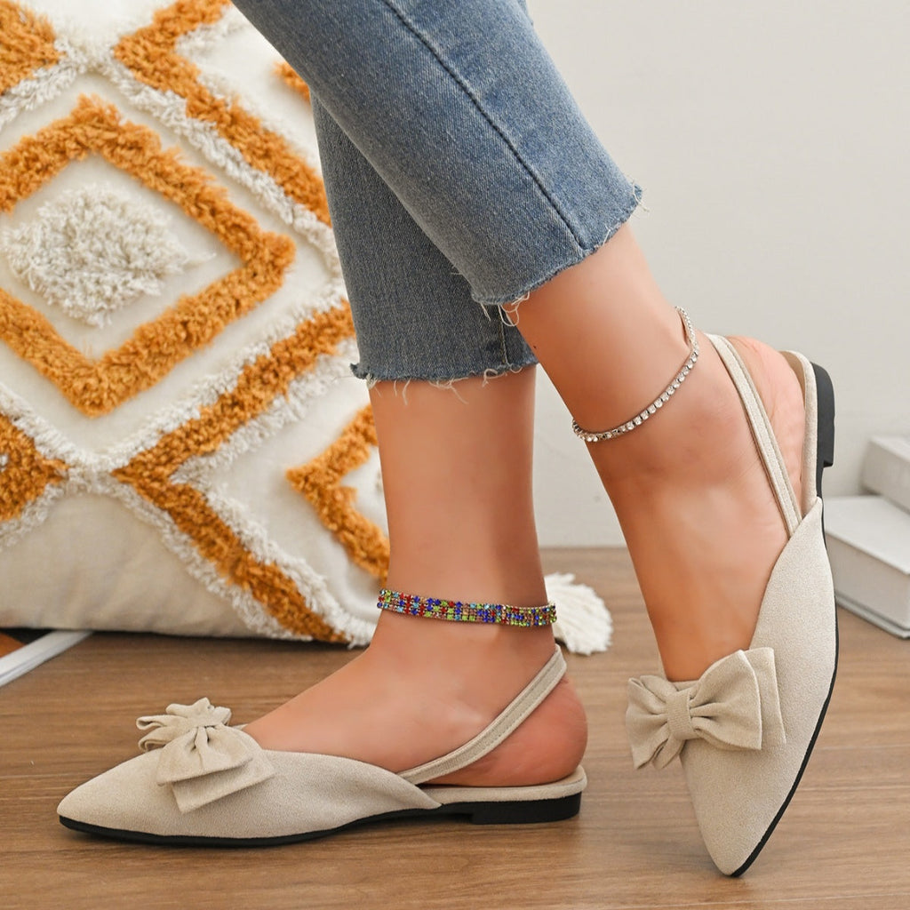 Bow-Decorated Slingback Sandals