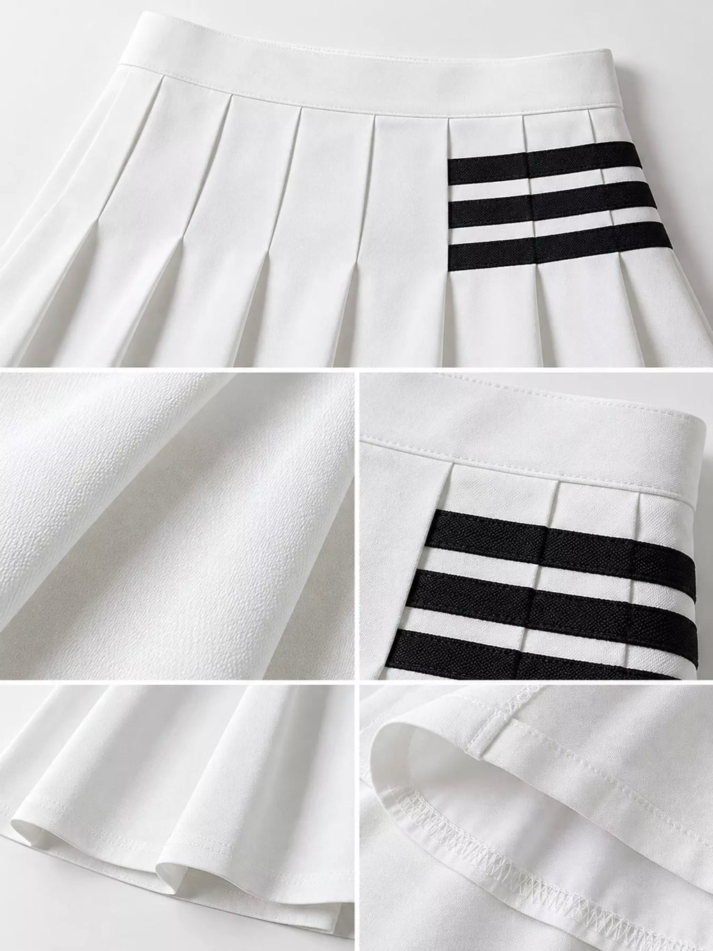 Contrast Stripe Pleated Mini Skirt