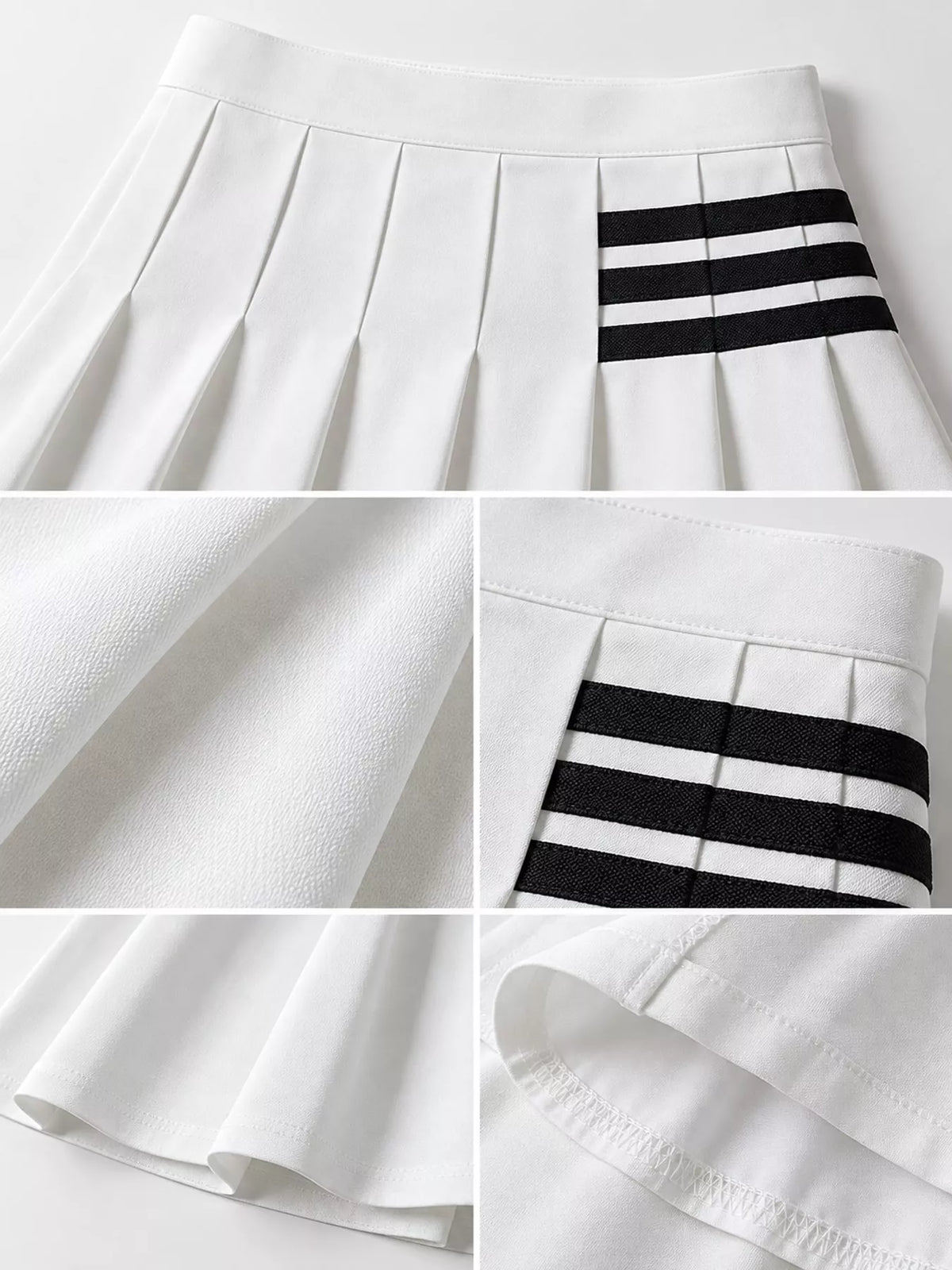 Contrast Stripe Pleated Mini Skirt