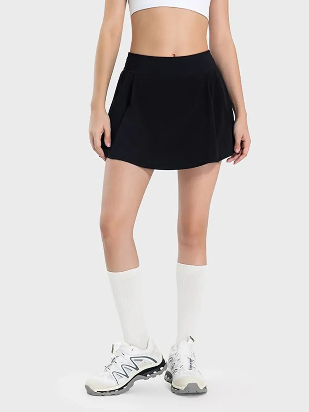 Pleated Mid-Rise Active Skirt
