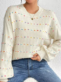 Multi-Color Confetti Dot Drop Shoulder Sweater