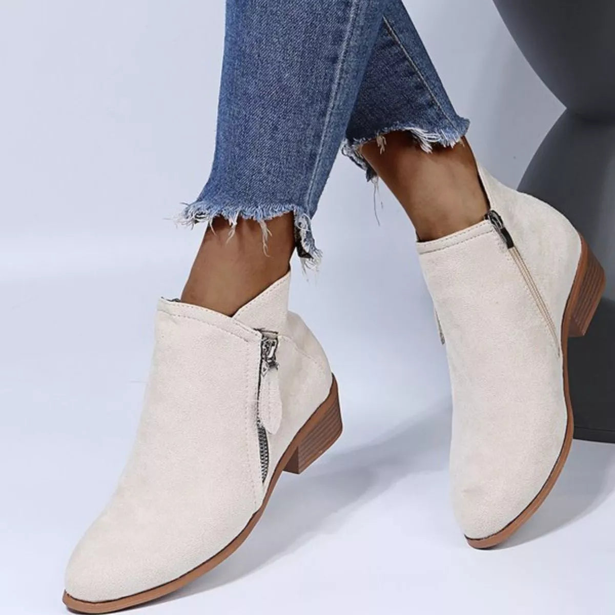 Point Toe Block Heels Boots