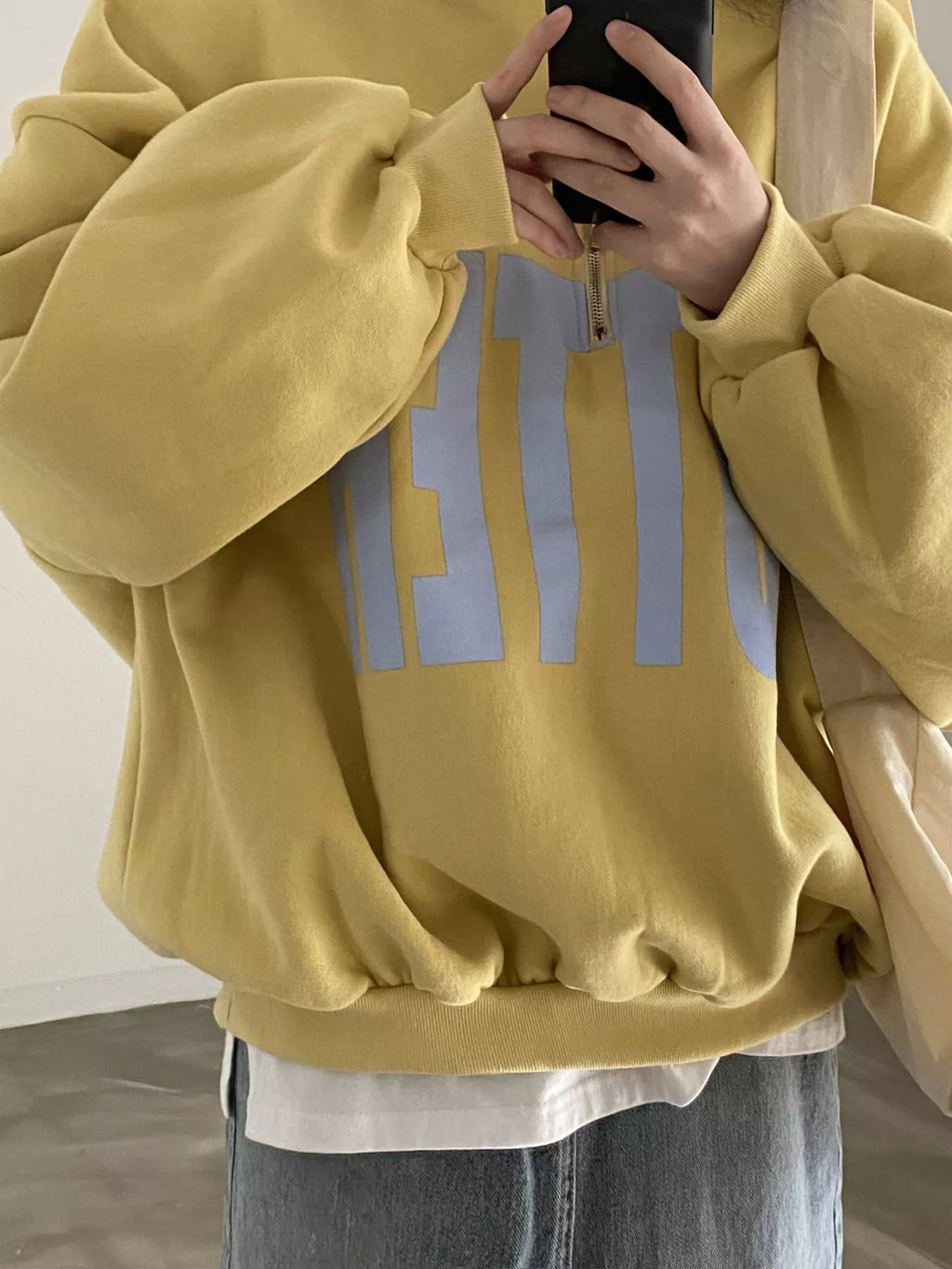 Half-Zip Letter Graphic Sweatshirt