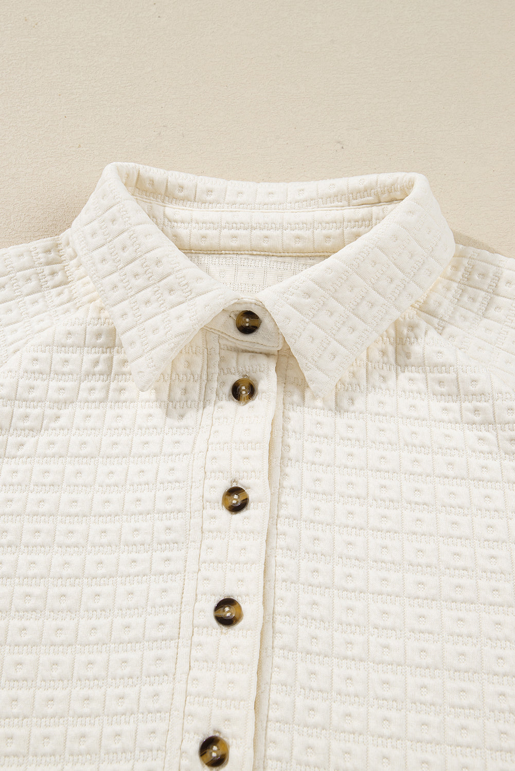 Pineapple Textured Half-Button Collared Sweatshirt