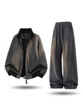 Men's Plus Size Thick Jacket and Pants Tracksuit Set