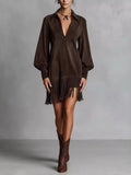 Fringed Lantern Sleeve Dress