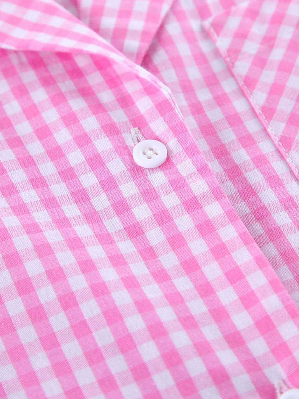Gingham Button-Down Top and Pants Loungewear Set