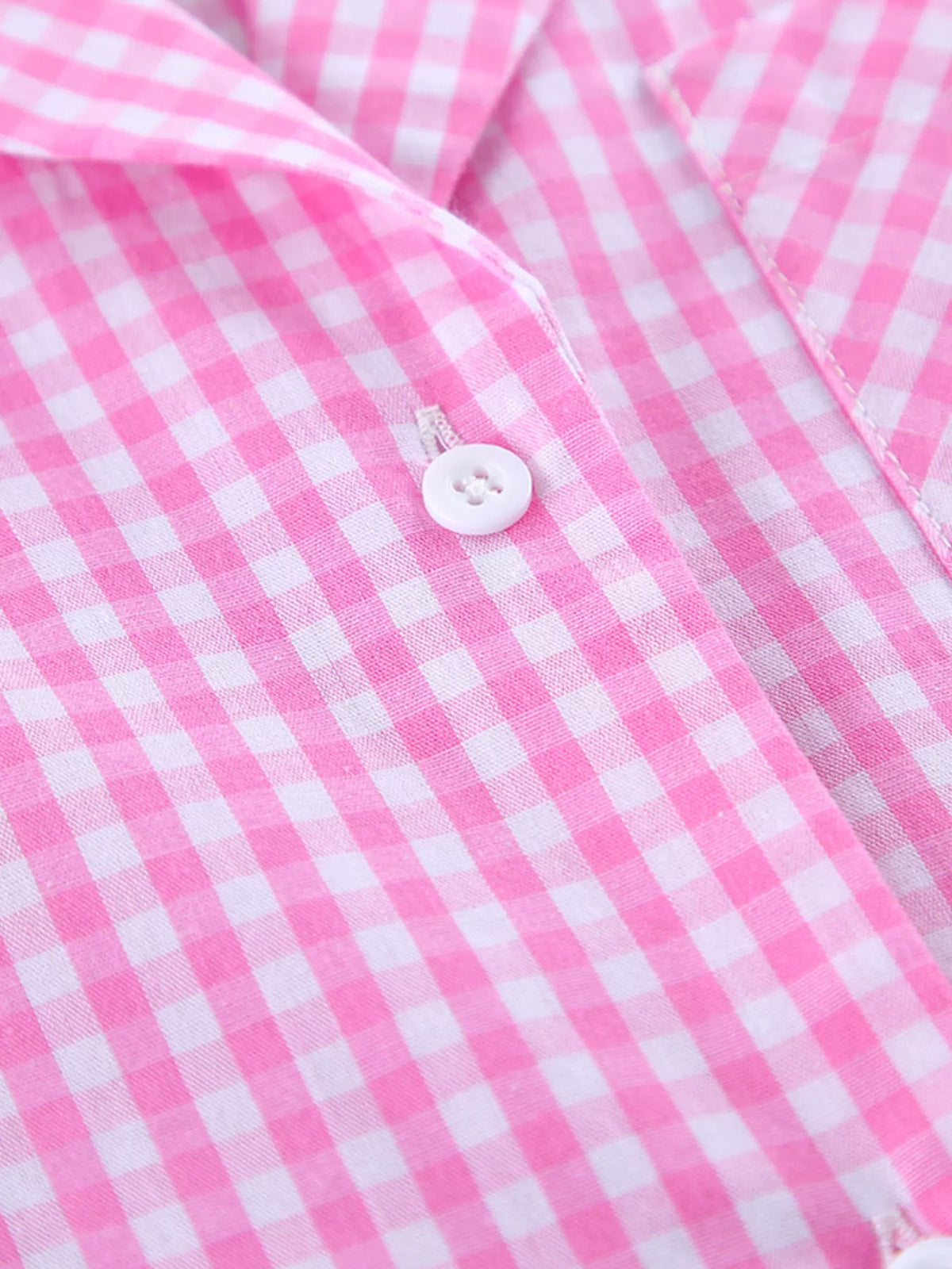 Gingham Button-Down Top and Pants Loungewear Set