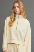 Half Zip Cropped Mock Neck Sweatshirt – Plus Size Available