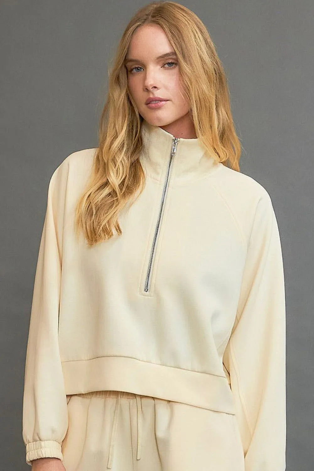 Half Zip Cropped Mock Neck Sweatshirt – Plus Size Available