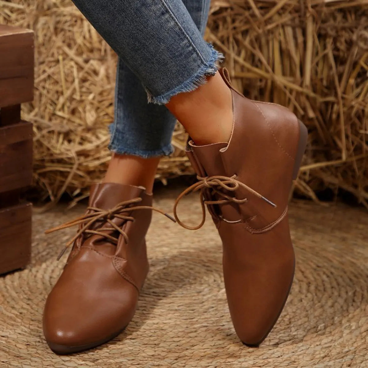 Point Toe Lace Up Boots