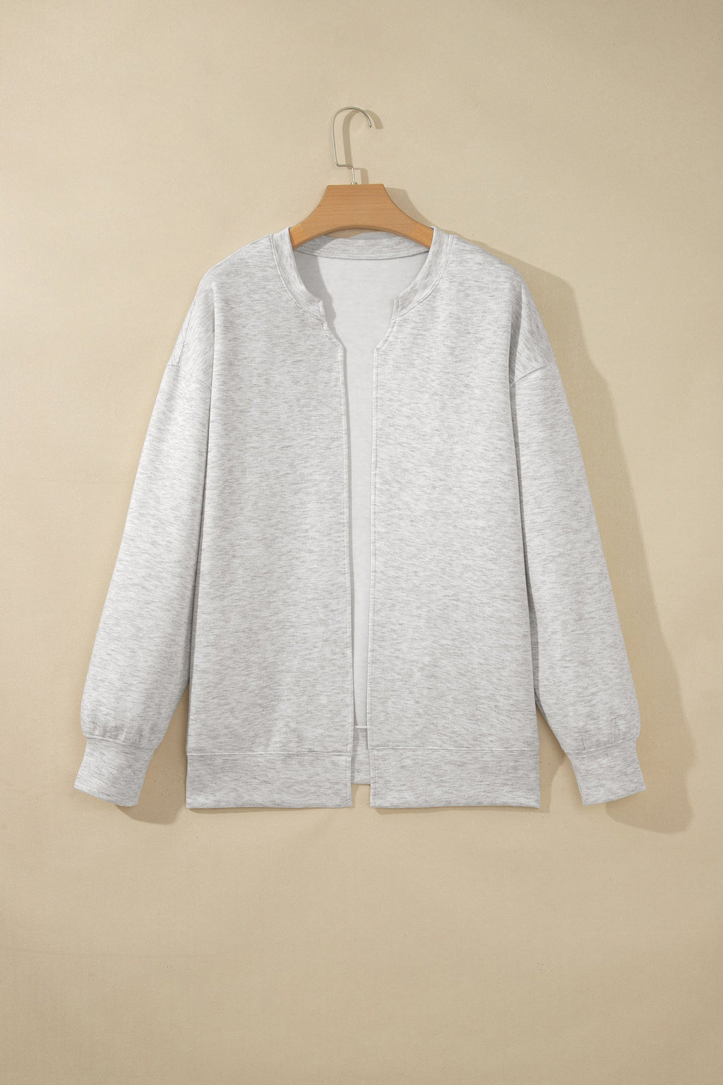 Light Grey Solid Color Zip Front Jacket Style Sweatshirt