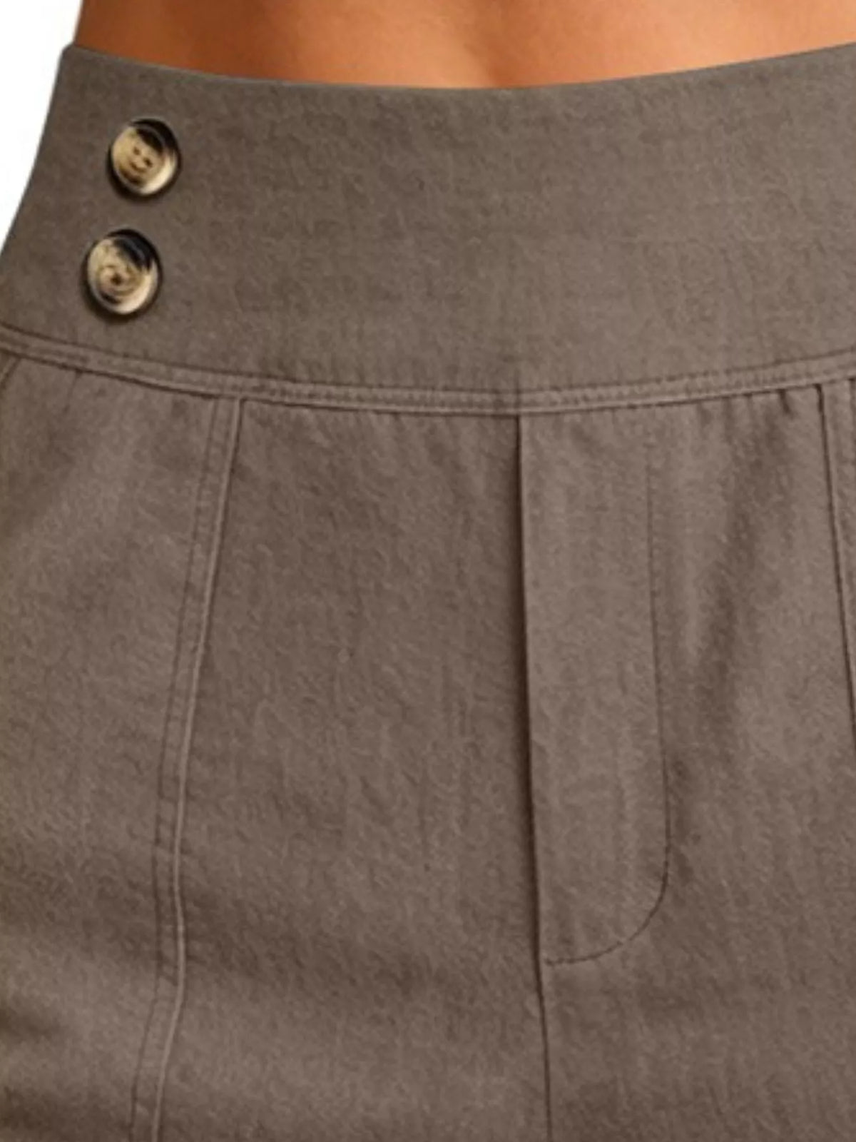 Full Size High-Waisted Button-Detail Cropped Pants Plus Size