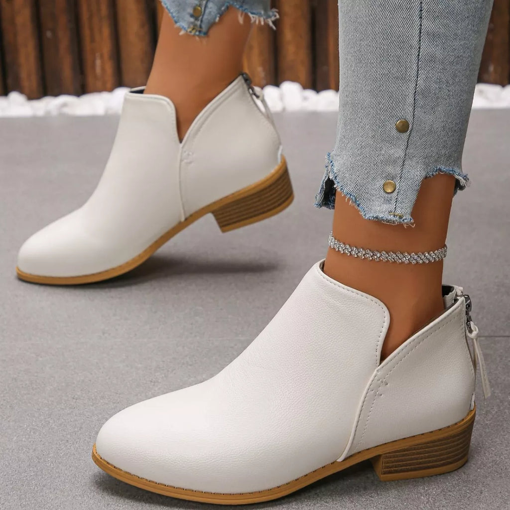 Point Toe Block Heels Boots