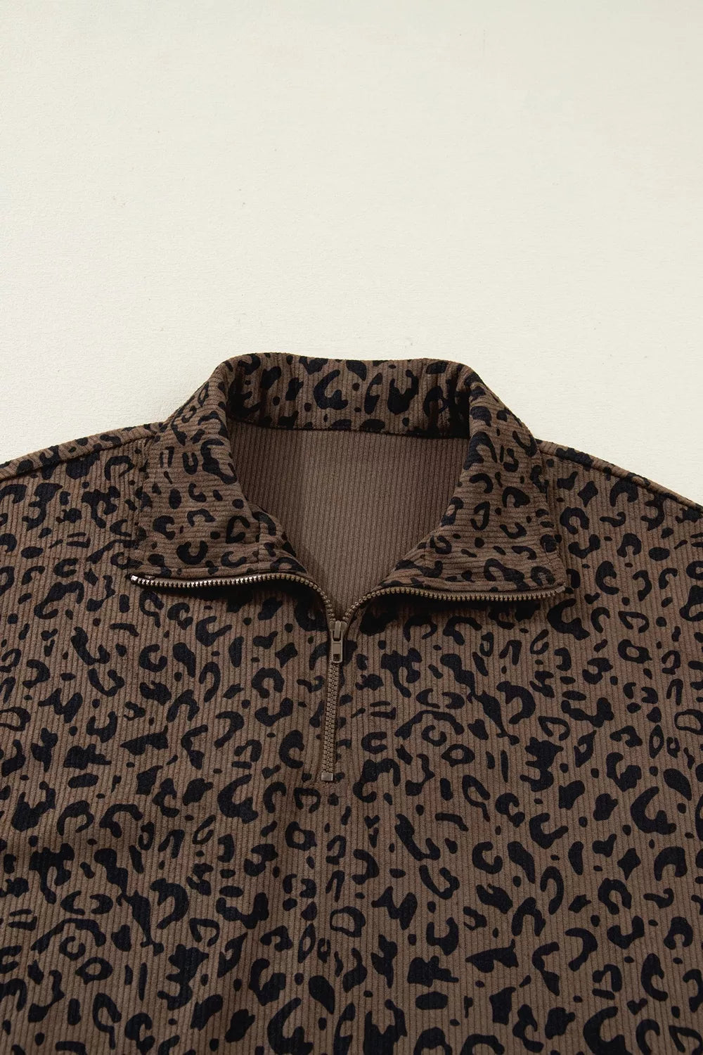 Leopard Print Quarter-Zip Sweatshirt