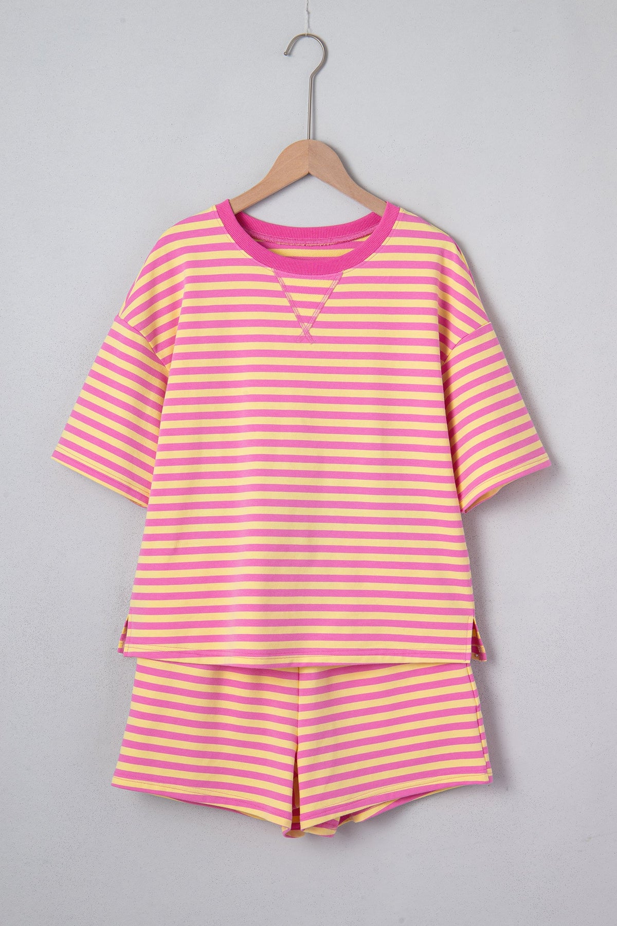 Stripe Terry Knit Top & Shorts Set