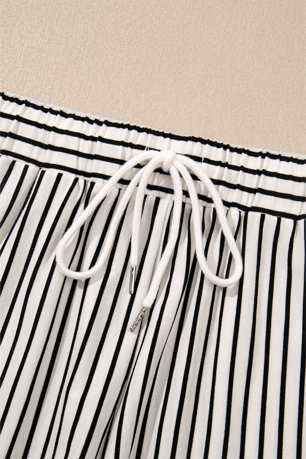 Stripe Collared V-Neck Tee & Shorts Set