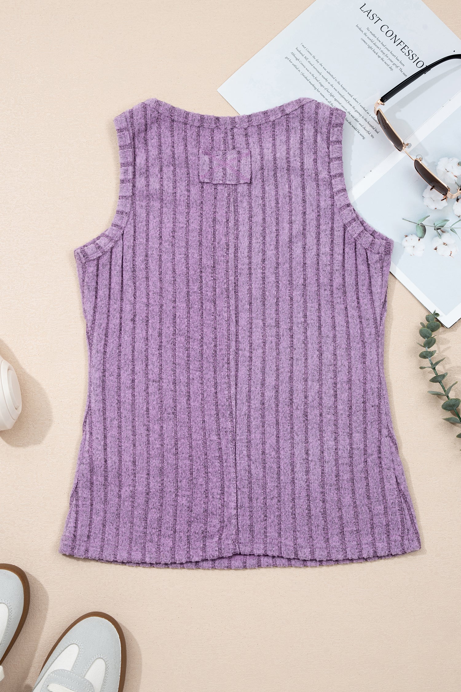 Phalaenopsis Slim Ribbed Mineral Wash Tank Top