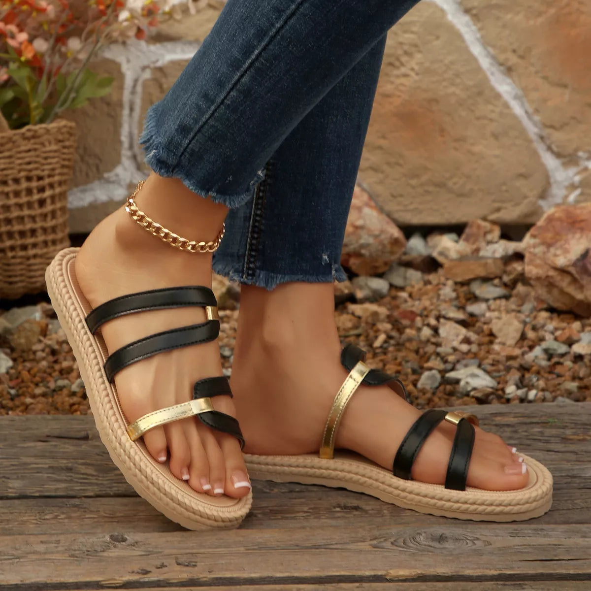 Open Toe Flats Sandals