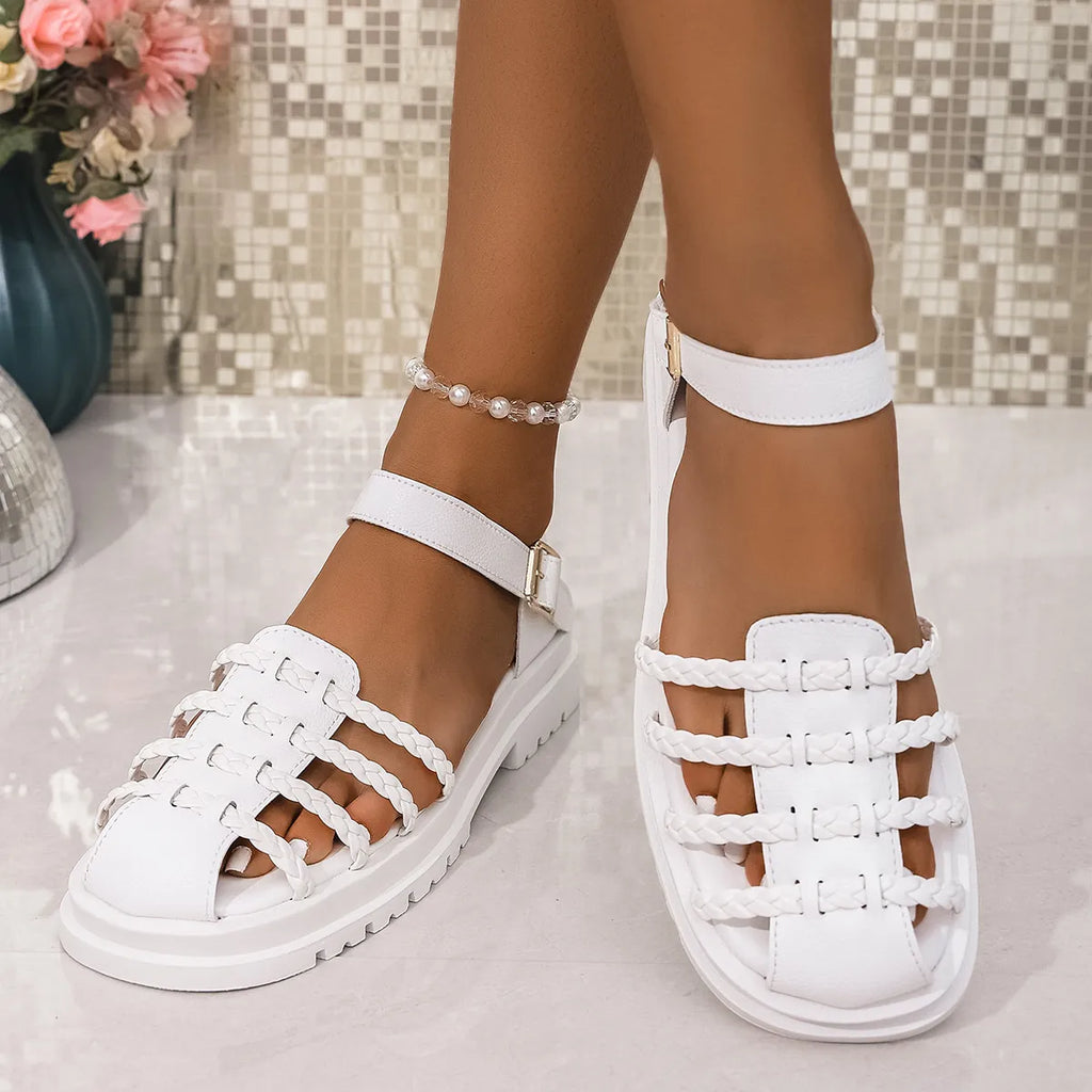 Braided Ankle Strap Sandals