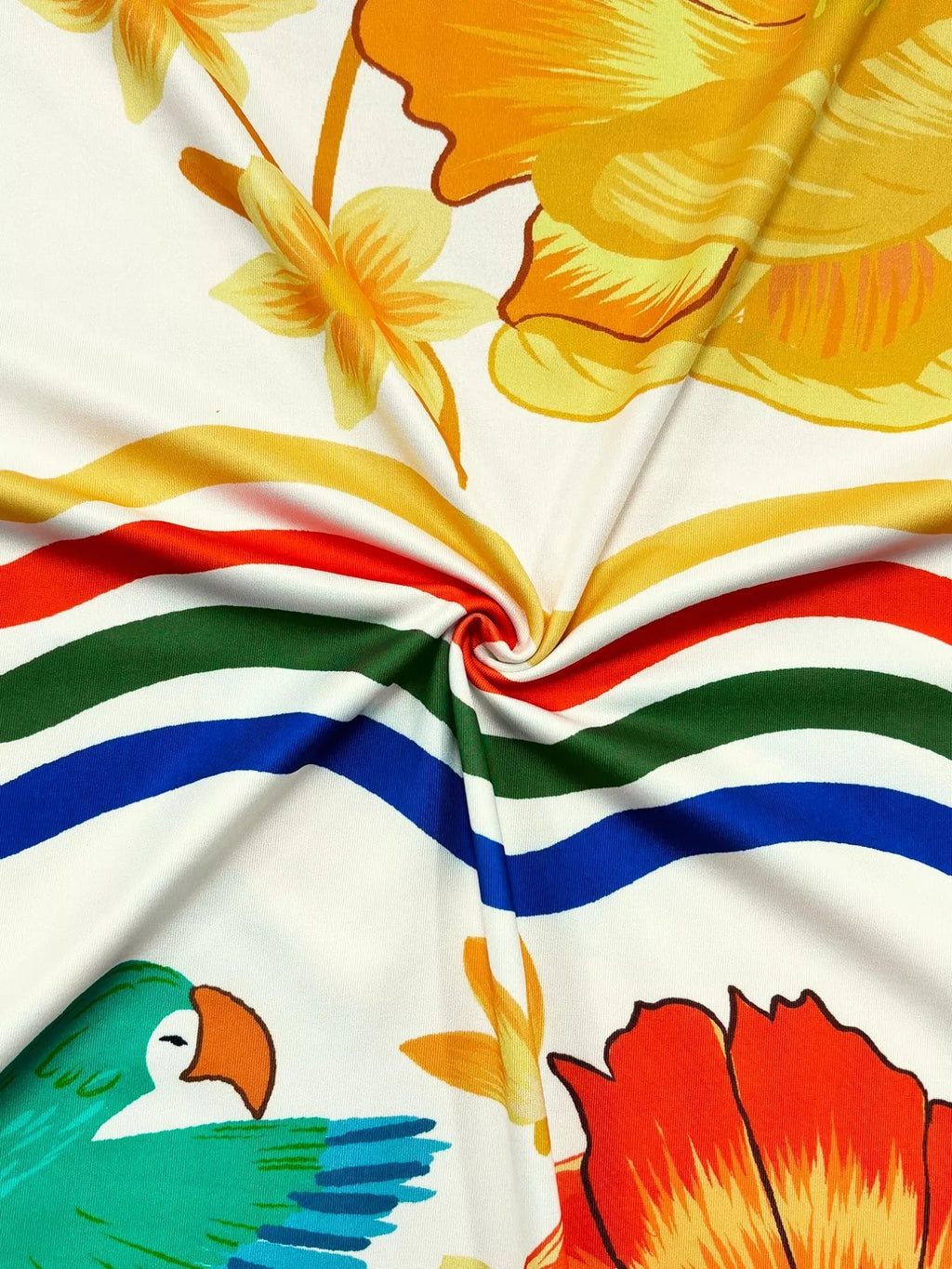 Tropical Parrot Print Sleeveless Midi Dress