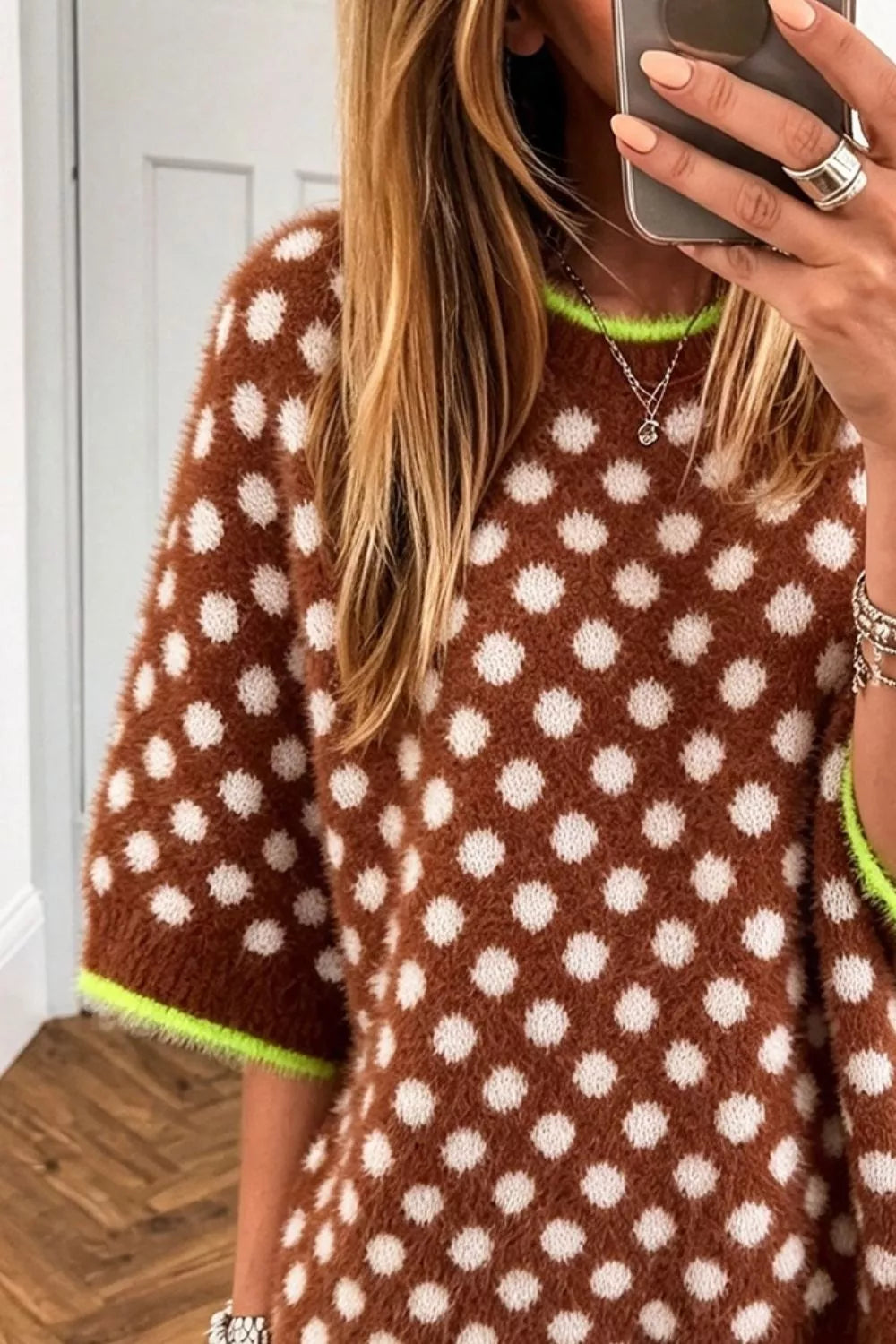 Polka Dot 3/4 Sleeve Sweater