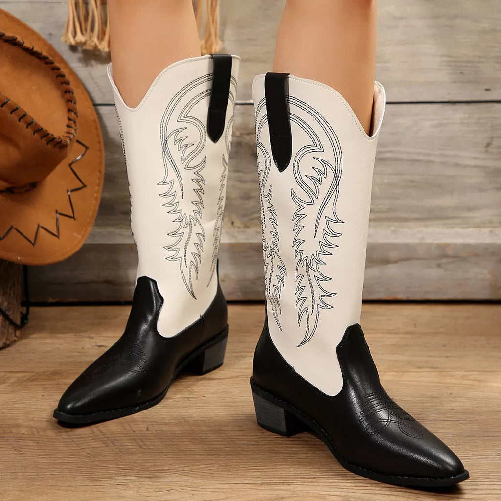 Point Toe Block Heels Boots
