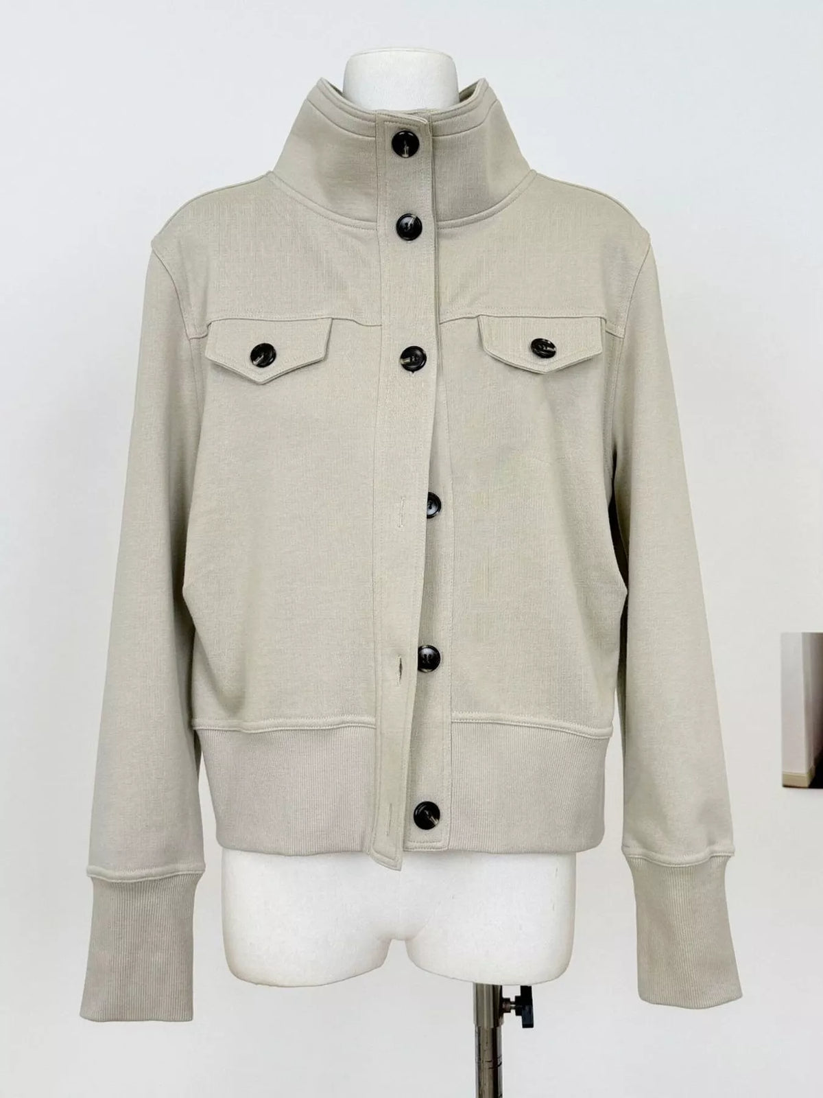 High-Neck Button-Up Jacket