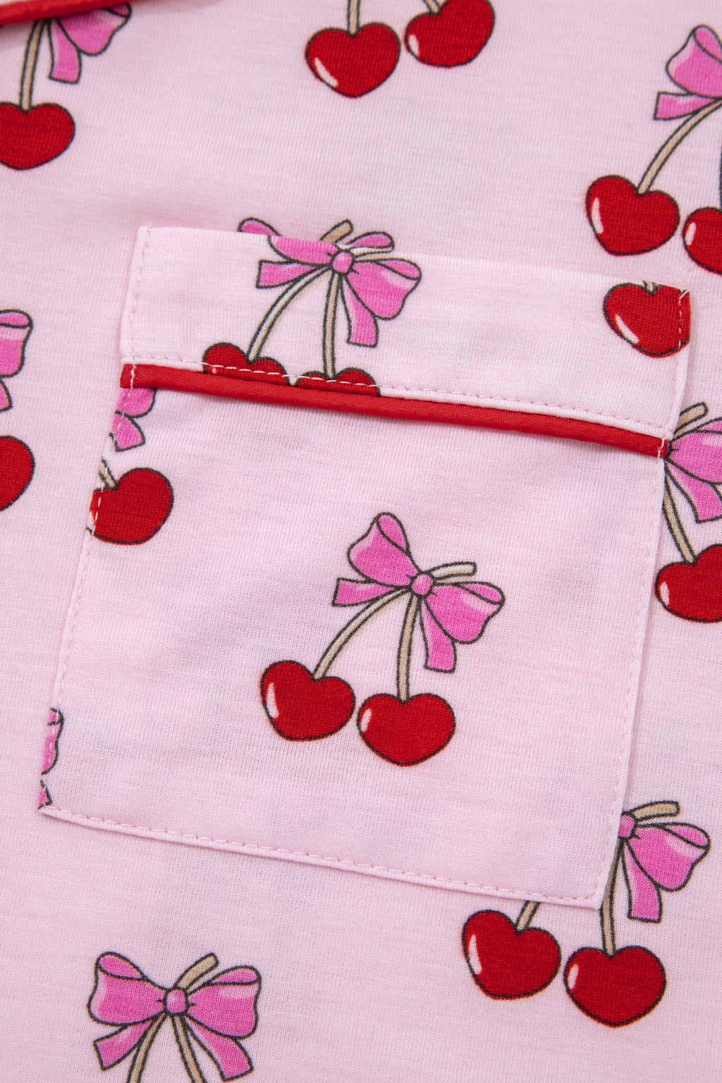 Pink Cherry/Bow Print Short Pajama Set