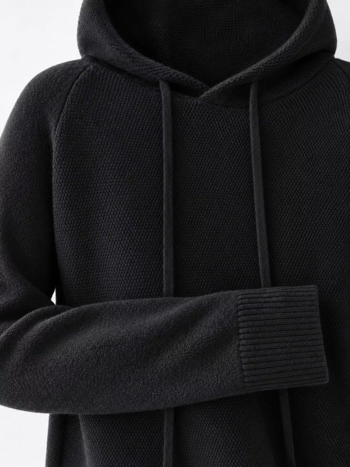 Drawstring Long Sleeve Hooded Knit Sweater