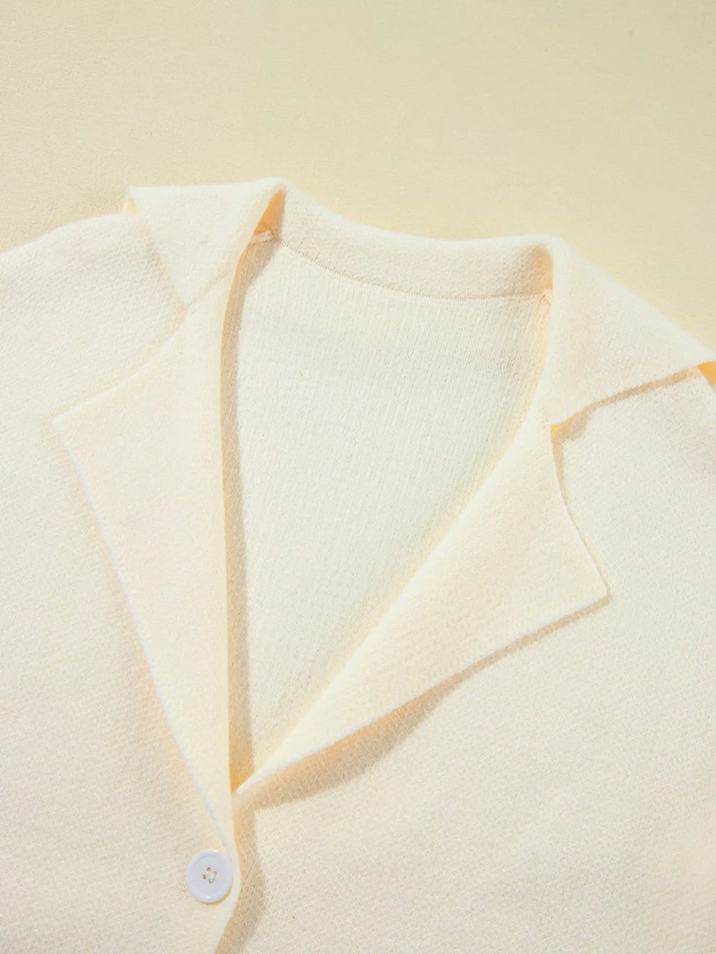 Solid Color Knit Lapel Collar Single Button Sweater Cardigan