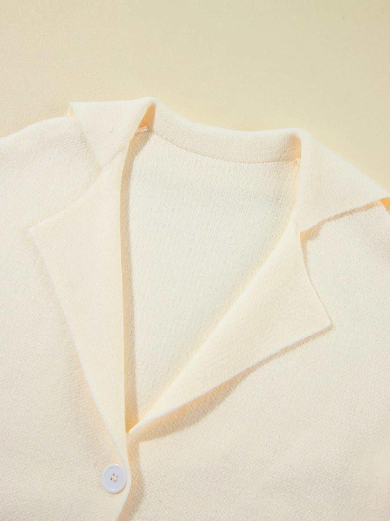 Solid Color Knit Lapel Collar Single Button Sweater Cardigan