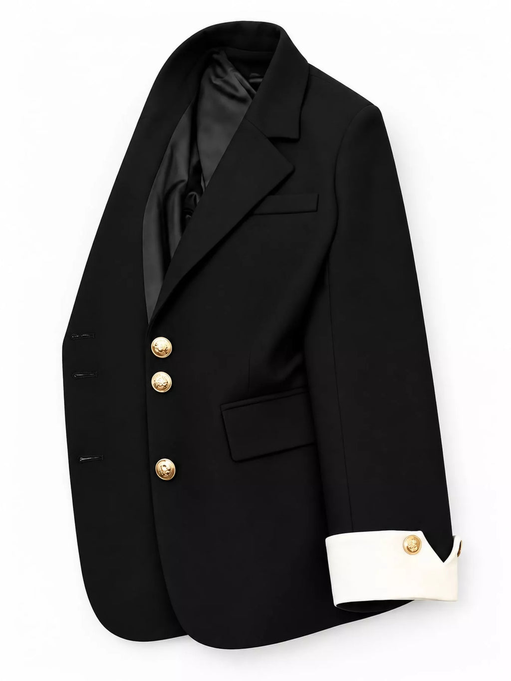 Full Size Single-Breasted Blazer with Gold Button Accents Plus Size