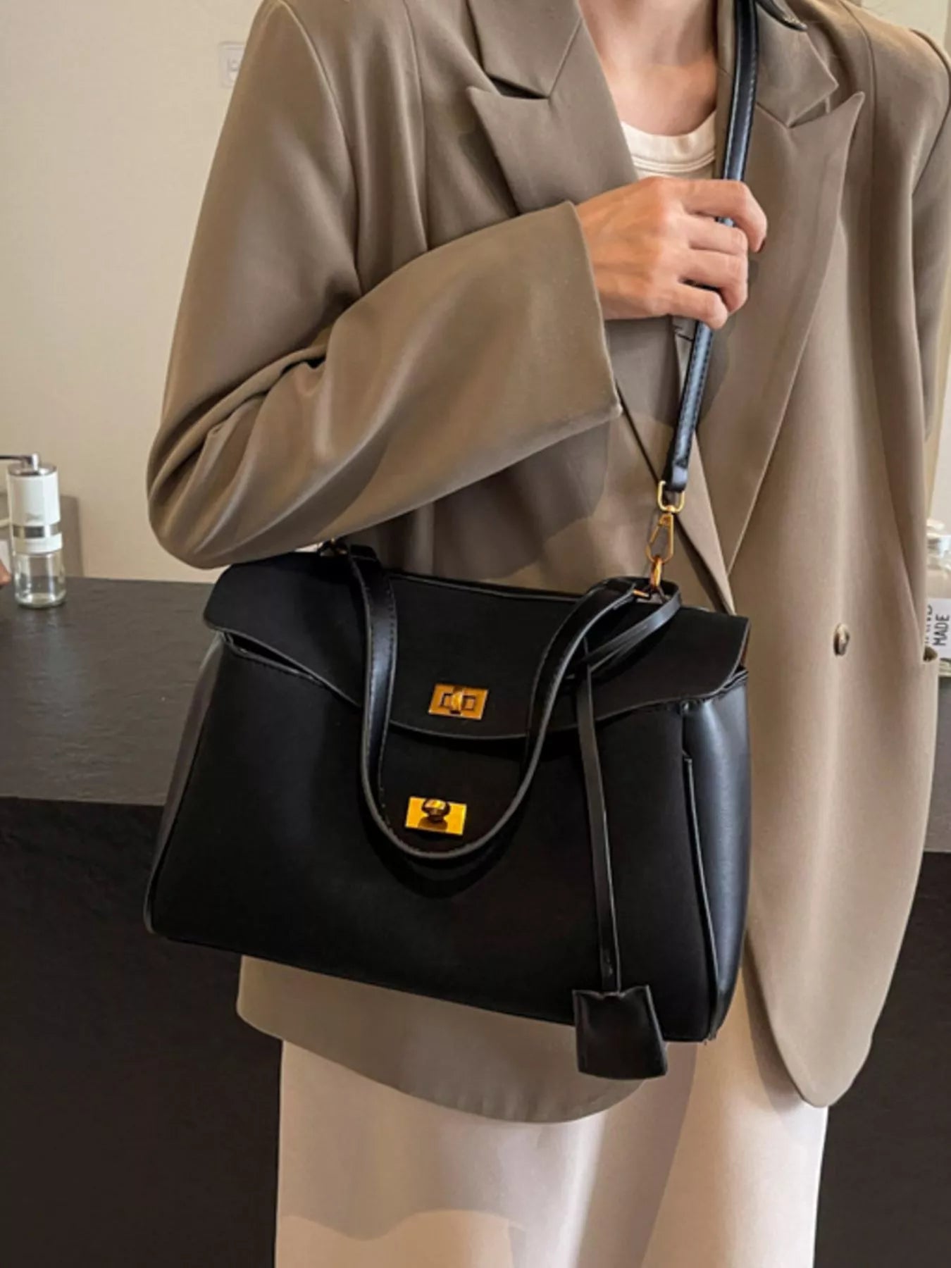 Turn-Lock Shoulder Bag