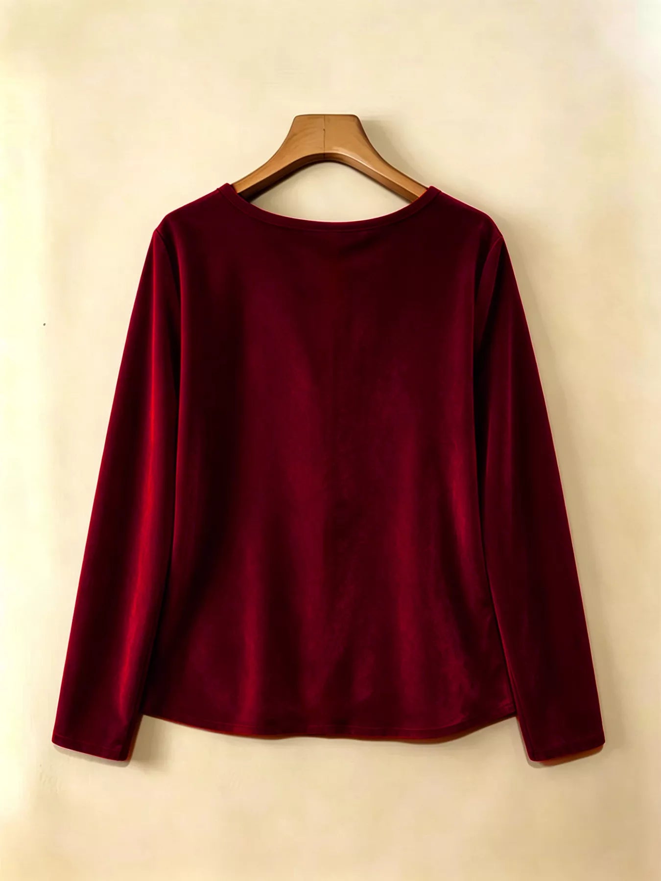 Velvet Long Sleeve Ruched Top