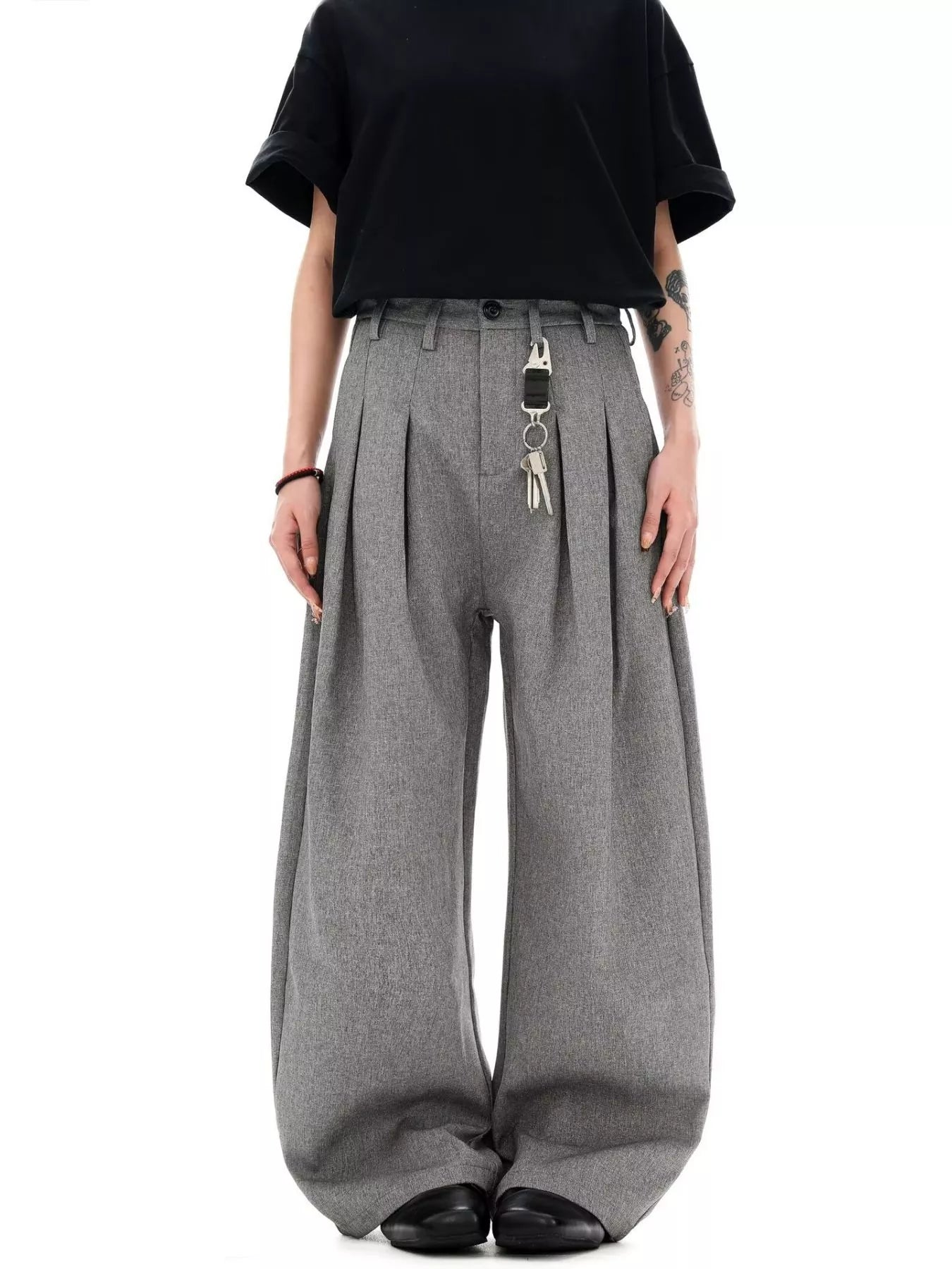 Men's Plus Size Wide Leg Pleated Pants
