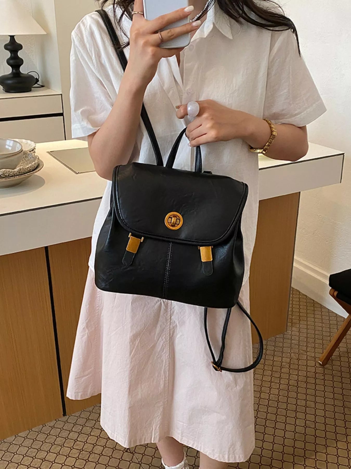 PU Leather Backpack Bag