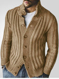 Men's Full Size Ribbed Button Up Cardigan Plus Size