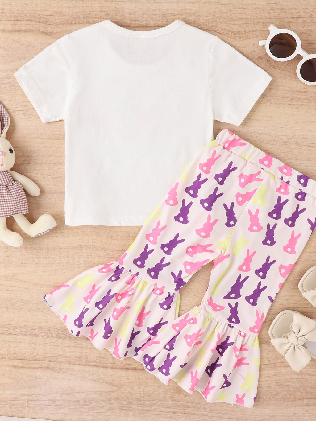 Children's Easter Bunny Short Sleeve Top and Pants Set