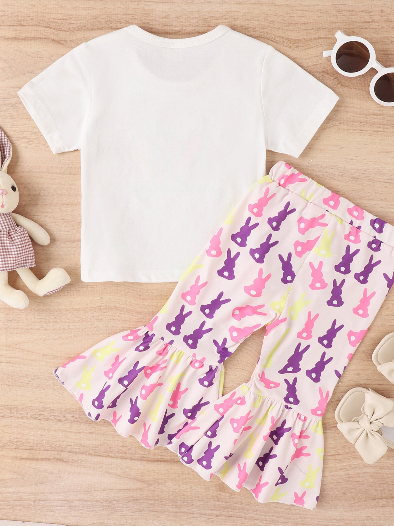 Children's Easter Bunny Short Sleeve Top and Pants Set