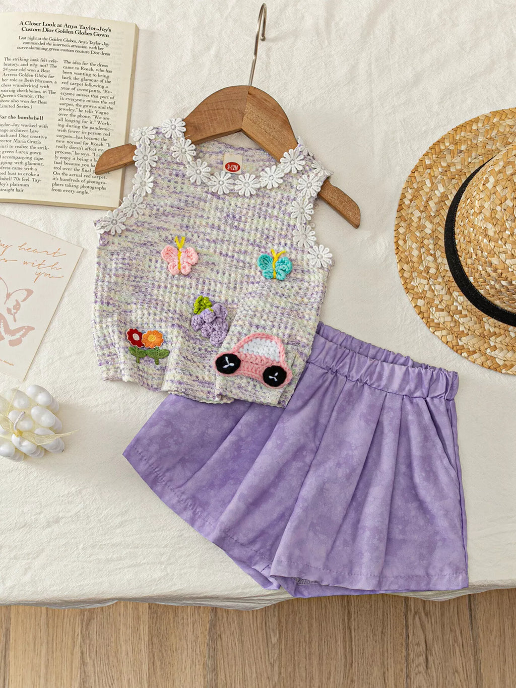 Children's Flower Sleeveless Top and Shorts Set