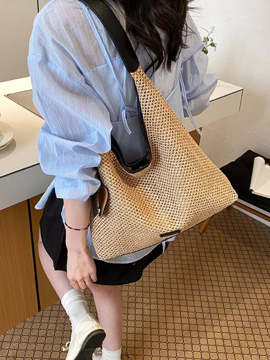 Woven Straw Shoulder Bag