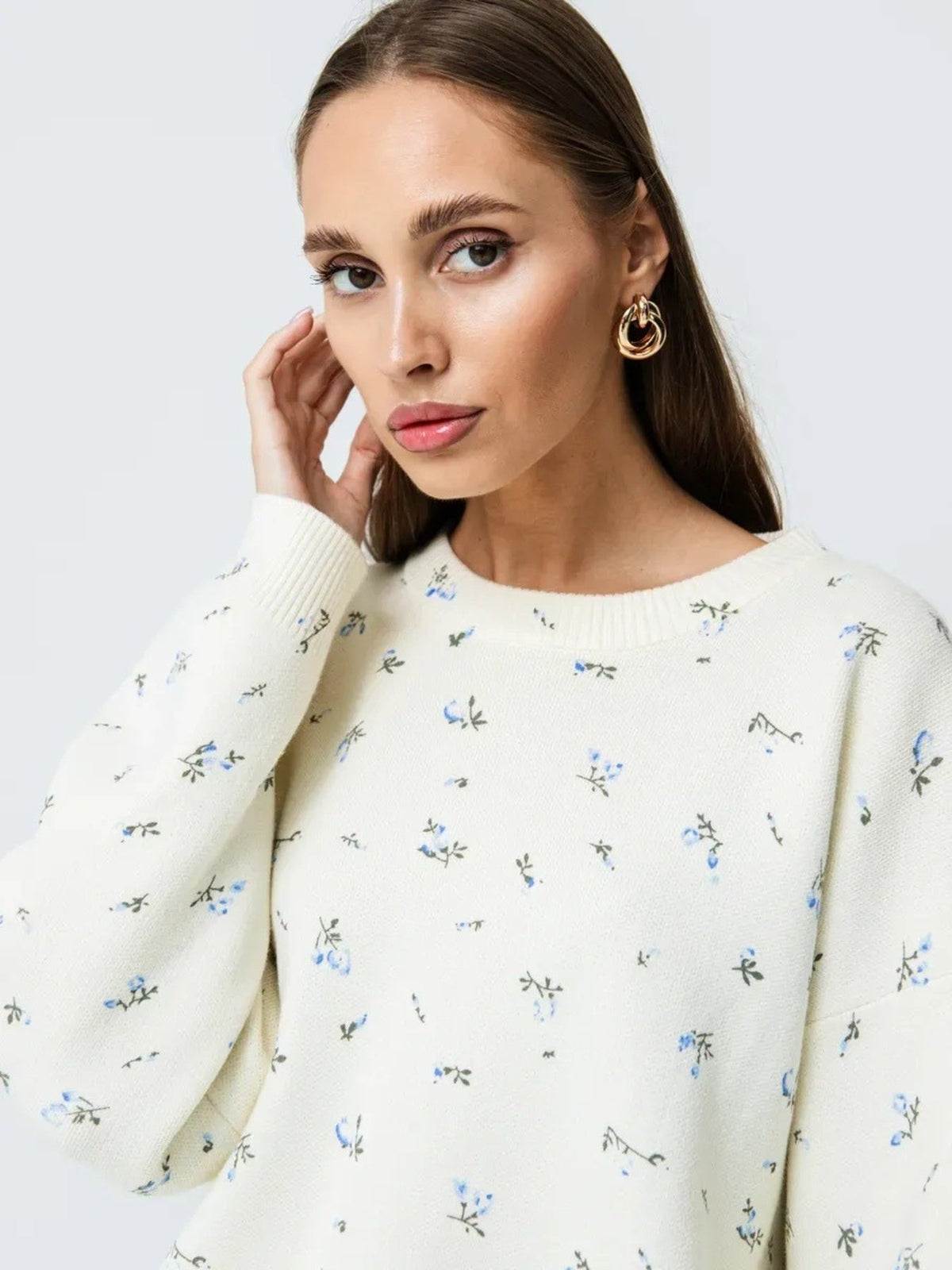 Floral Dropped Shoulder Oversized Sweater