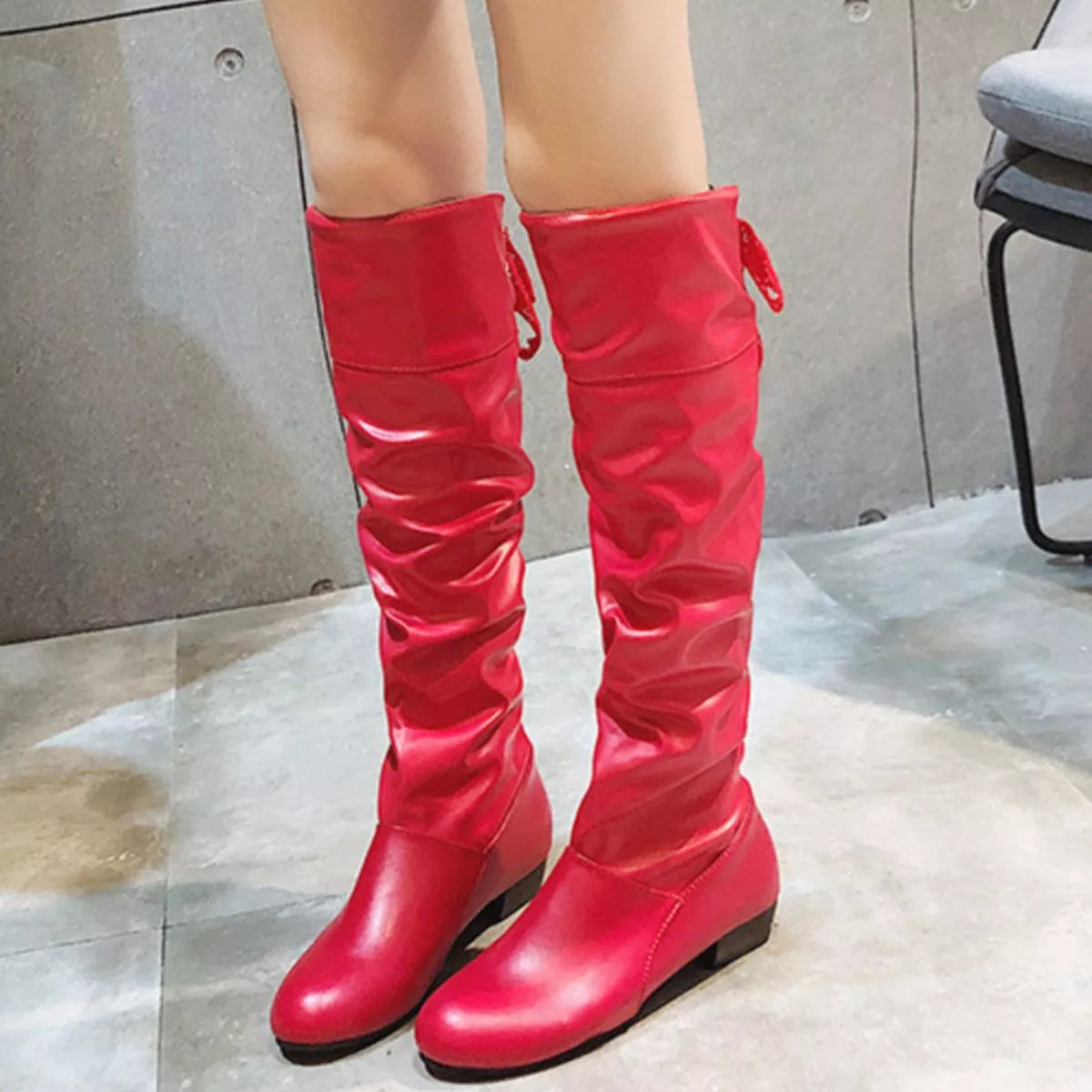 Round Toe Low Heel Boots