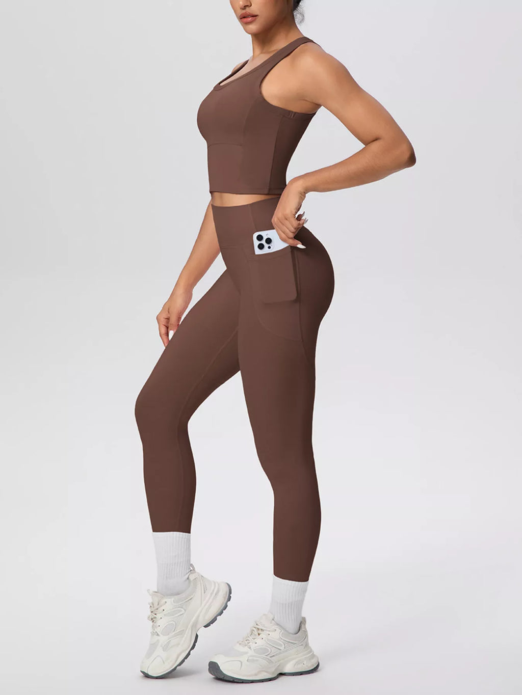 Scoop Neck Tank and High-Waisted Leggings Active Set