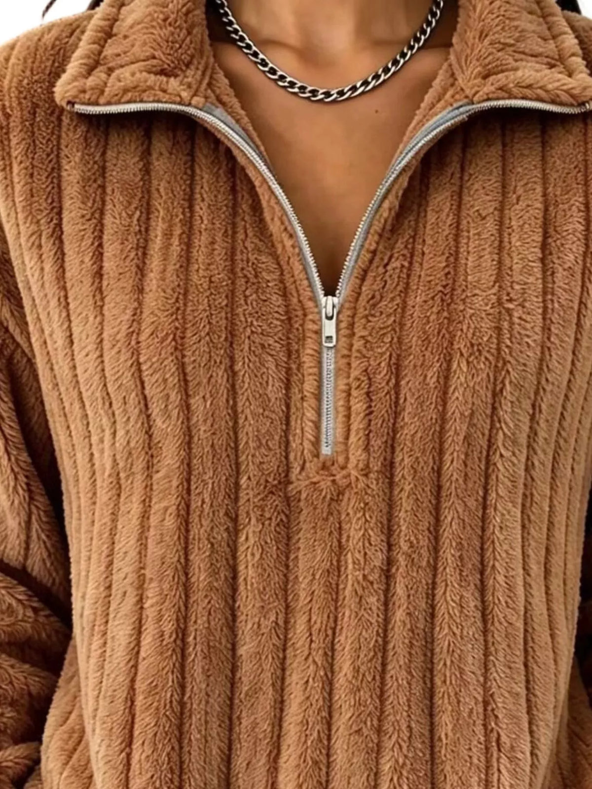 Quarter-Zip Dropped Shoulder Sweatshirt