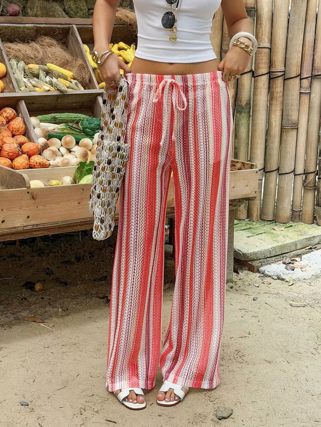Striped Wide-Leg Pants