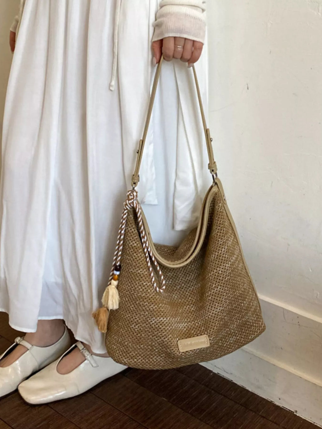 Tassel Woven Crossbody Bag