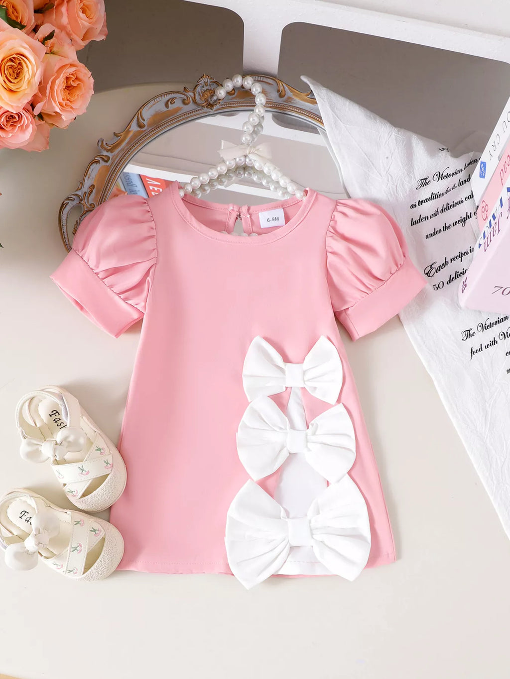 Children's Bow Puff Sleeve Dress
